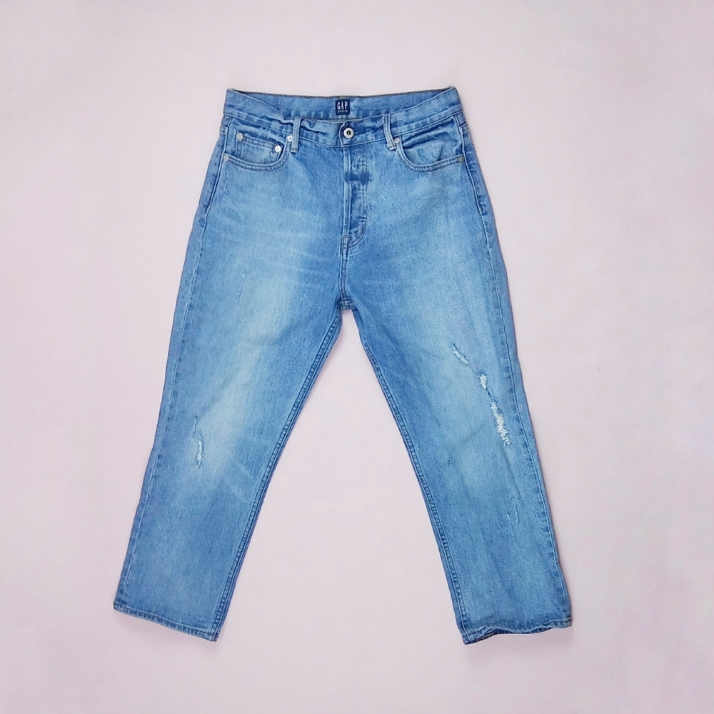Gap Jeans Womens 29 High Rise Distressed Straight Crop